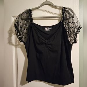 Hell Bunny Blouse 3x sheer sleeve